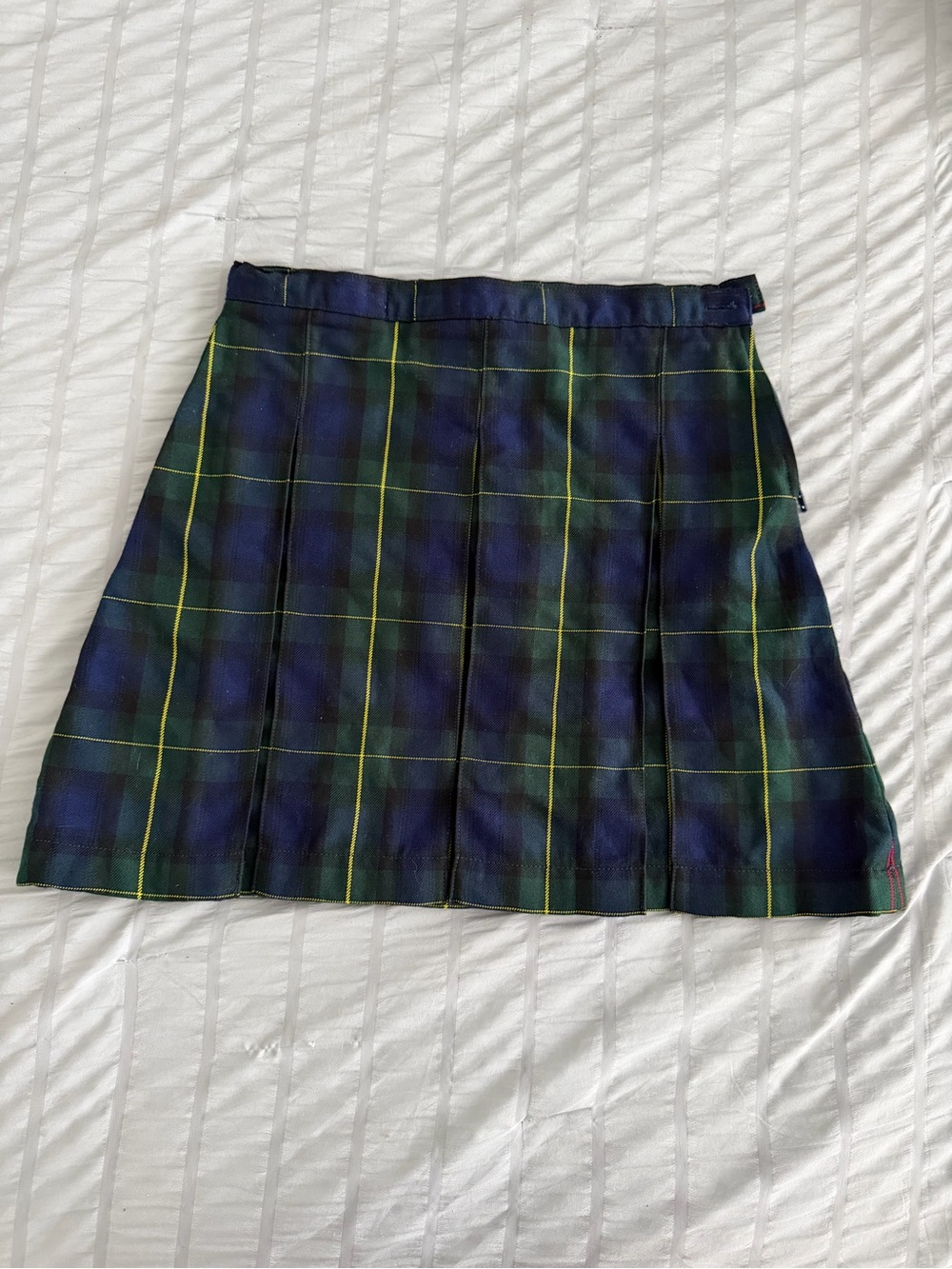 Land’s End Pleated Hunter Green/Navy School Uniform Plaid Skirt